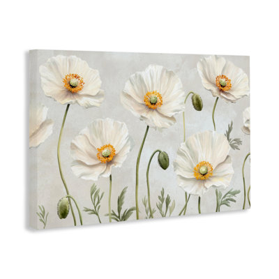 Buds And Daisies Floral Canvas, design by Petal Prints Design