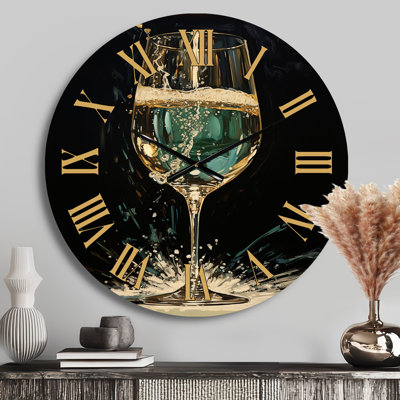 Gold And Emerald Champagne Dream - Champagne Golden Face Wall Clock
