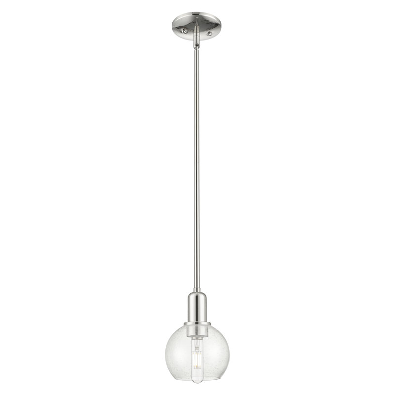 Mini-luminaire suspendu 1 lumière Arcadia - Athens, Nickel poli, H 4,88 po x l 5,88 po x P 5,88 po, Grainé