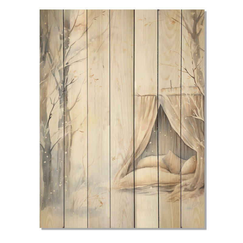 Cozy Winter Cottage Retreat I - Paysage d'hiver sur bois, H 20 po x l 10 po
