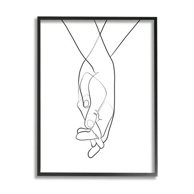 Mains entrelacées, geste romantique minimaliste