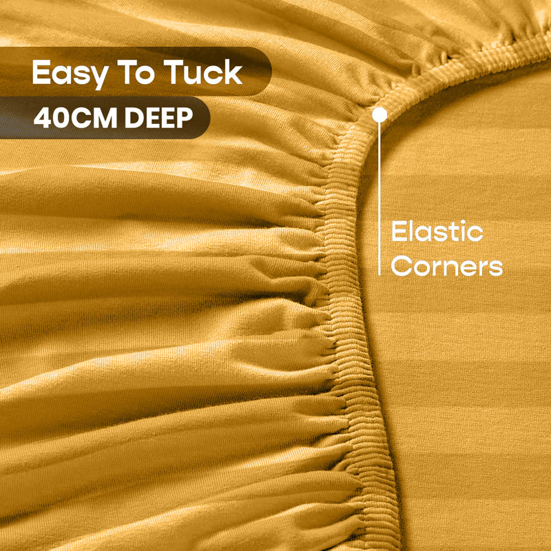 Gerde Super Soft Microfiber Extra Deep Fitted Sheet, Double (137 x 191cm), Ochre