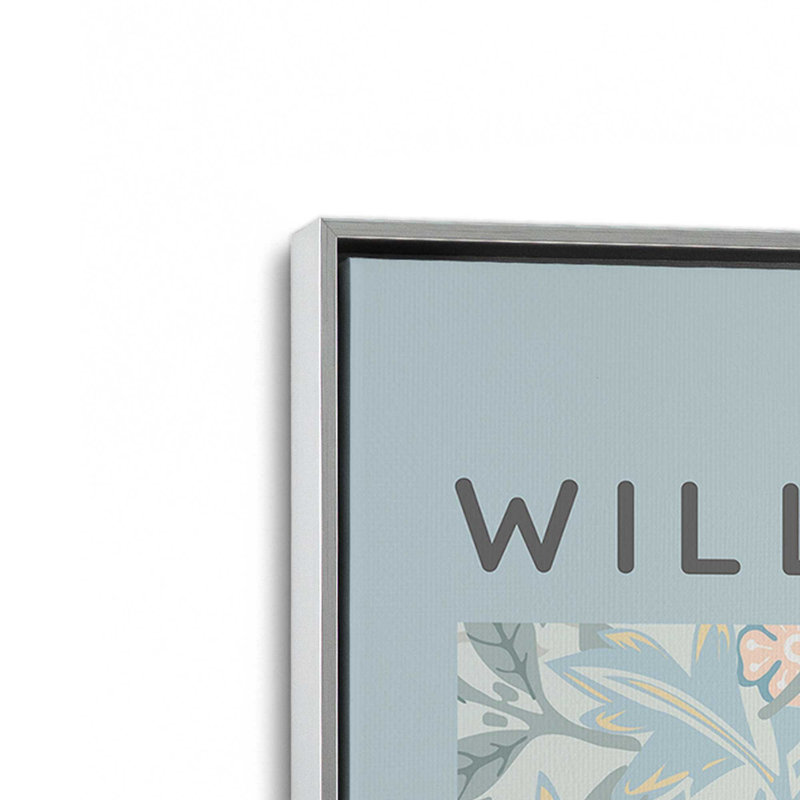 «Pale Blue Jasmine» par William Morris, reproduction sur toile dans un cadre en érable, Cadre flottant en chrome poli