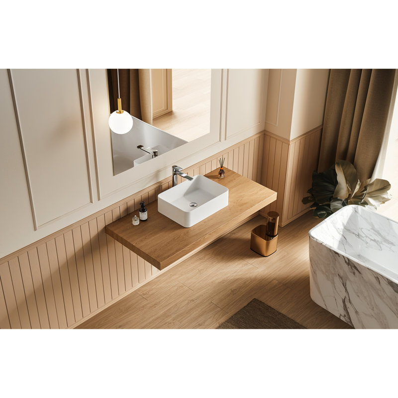 Lavabo vasque de salle de bain blanc mat 20 po x 14 po - Fabriqué à partir d'une surface solide en résine de pierre pour un choix élégant