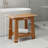 14.1-Inch Compact Teak Shower Stool With Shelf And Armrests. Waterproof And Non-Slip. Suitable For Small Bathrooms And Outdoor Use. Weight Capacity: 300 Lbs.