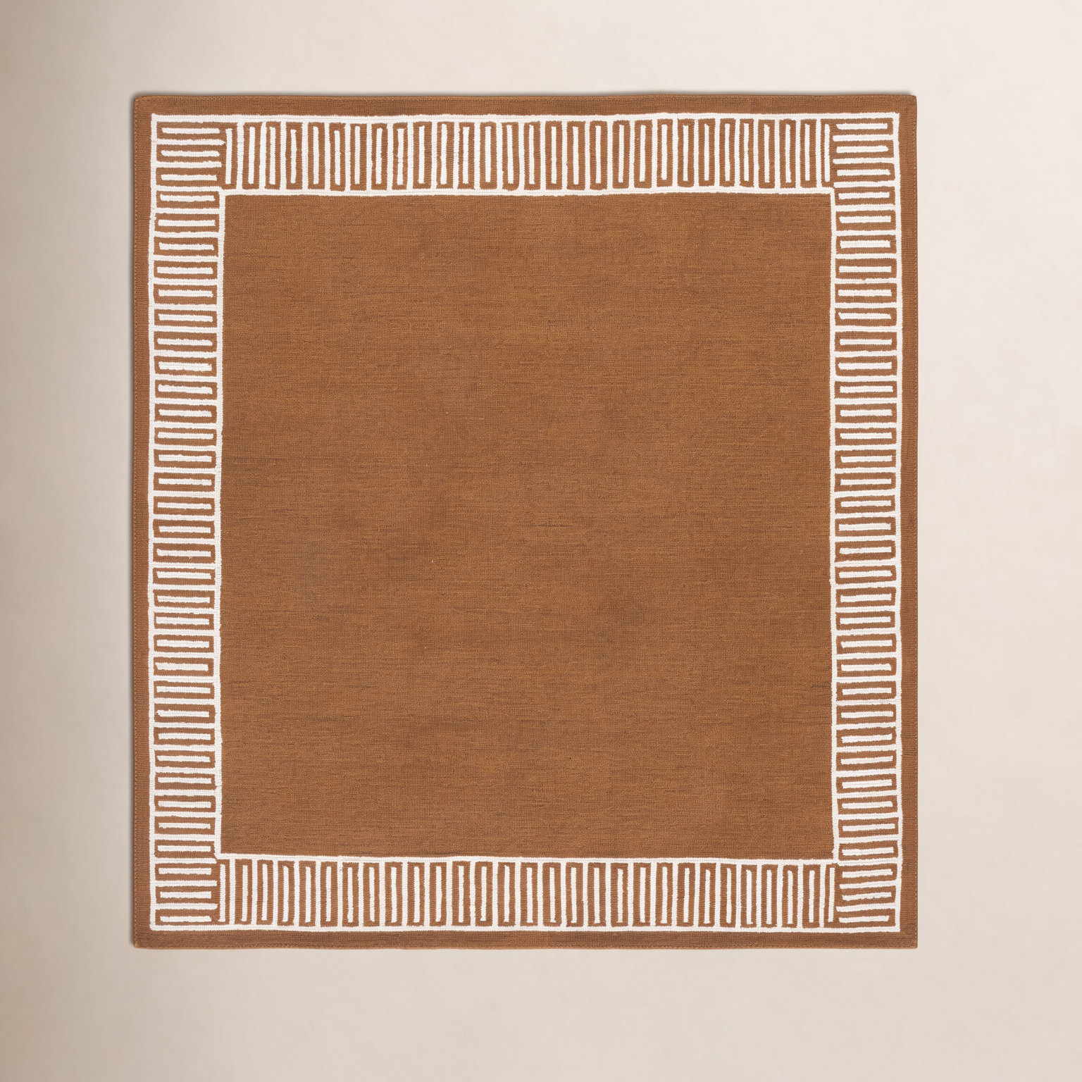 Hand-Tufted Geometric Wool Rug, Square 6'