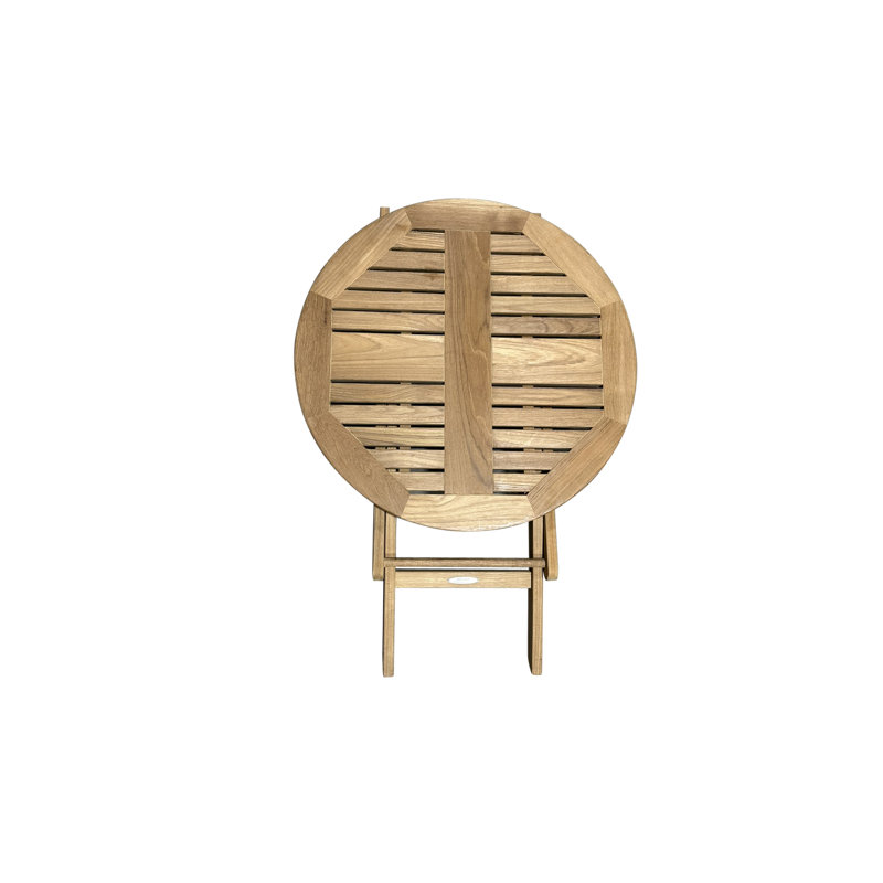 Pomeray Round Teak Solid Wood Foldable Outdoor Dining Table , 27.5 " W 27.5 " D