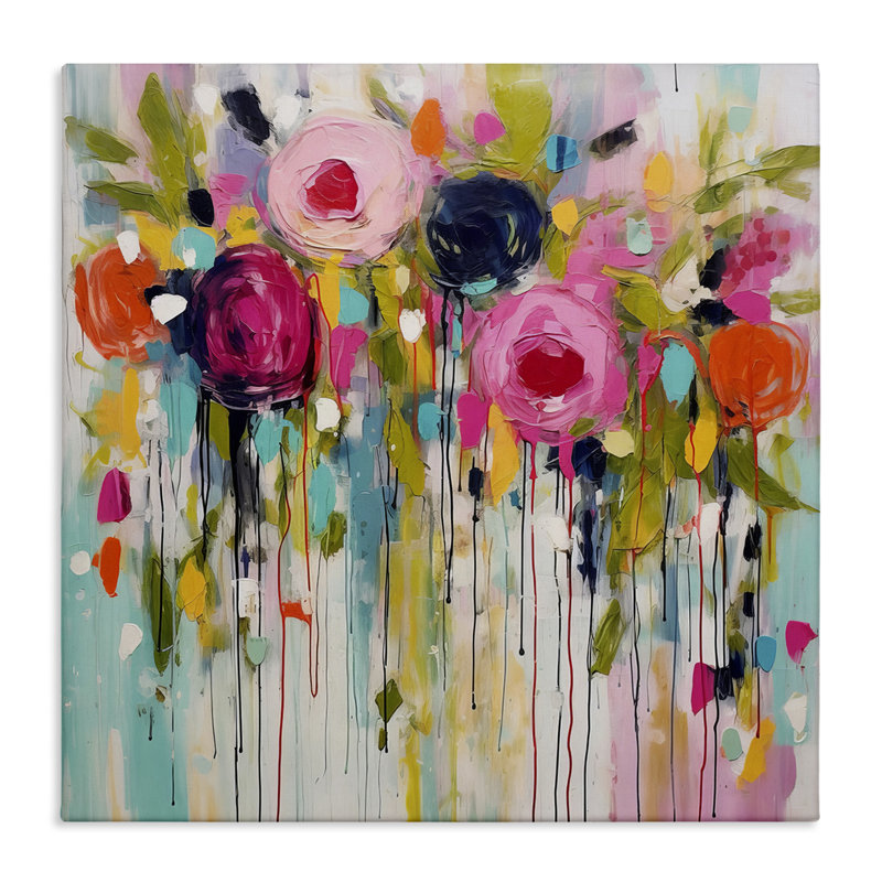 Paint Drip Roses Canvas Wall Art by Irena Orlov, 36" H x 36" W