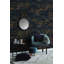 Dark Navy and Gold Chinoiserie Pagoda Landscape Wallpaper Pattern-543628563-543628574