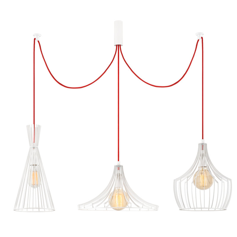 3 - Light Cluster Pendant, White/Red, White