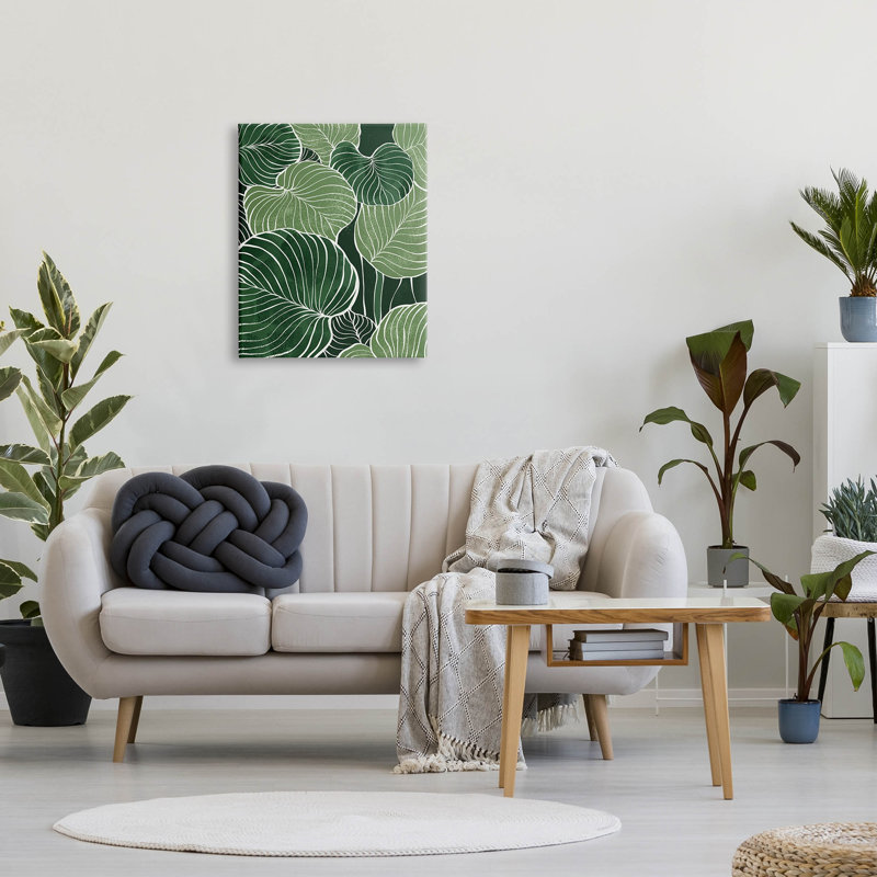 "Layered Green Leaf", art mural sur toile par Ziwei Li, L 24 po x H 30 po, Toile tendue