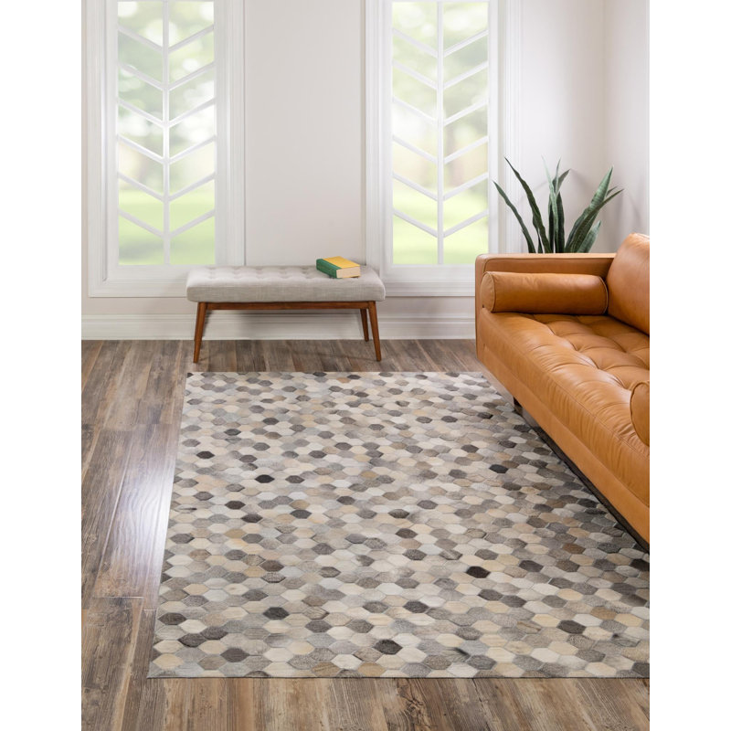  Tapis en cuir de vache mosaïque, Rectangle 6 pi 1 po x 9 pi