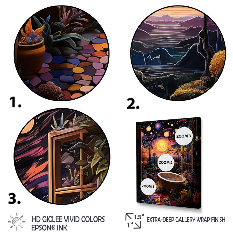 Celestial Dream Bathroom 3 - Art mural de salle de bain, H 32 po x l 16 po x P 1 po