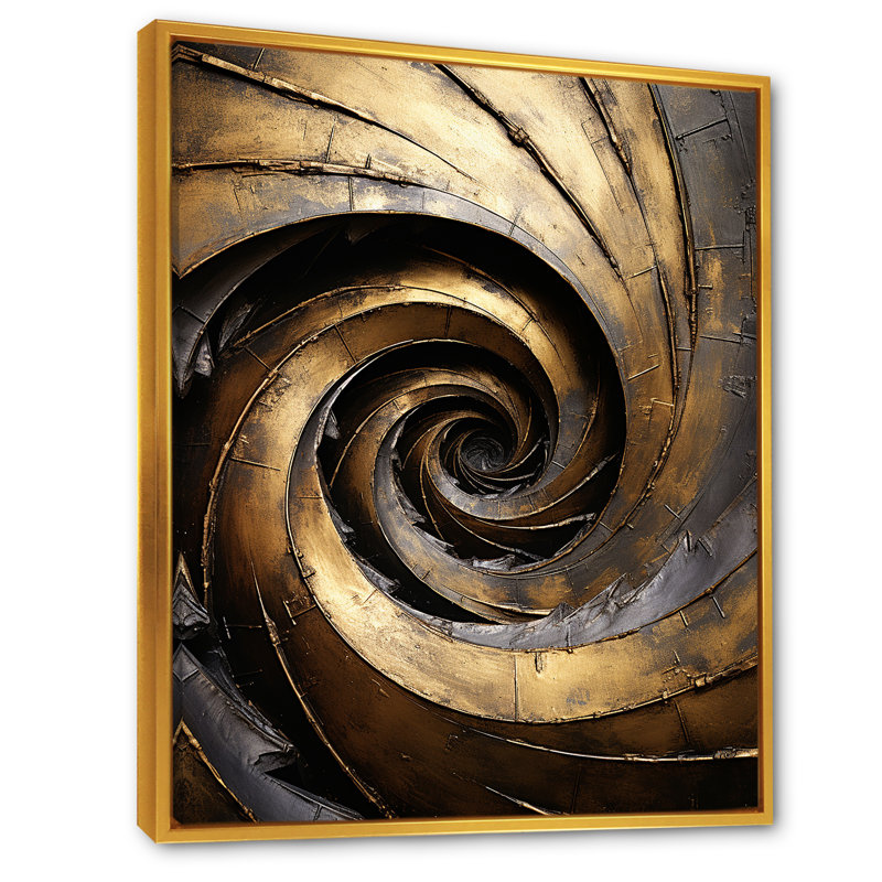 «Pugh - Abstract Spirals», reproduction sur toile, Toile avec cadre flottant or, H 44 po x l 34 po x P 1,5 po
