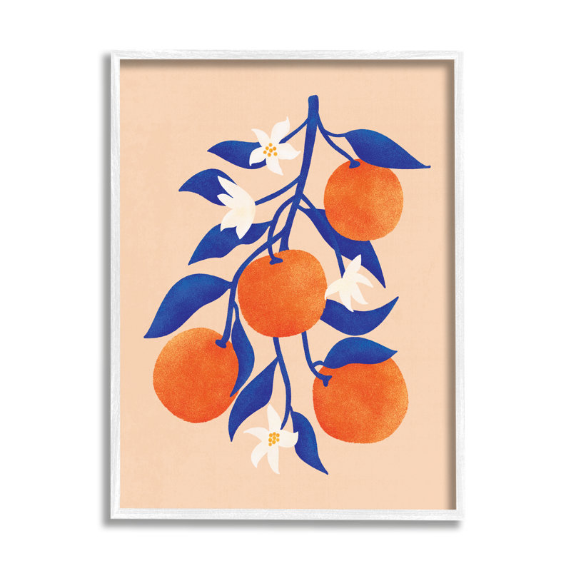 «Orange Tree Citrus Blossoms» par JJ Design House LLC - cadre flottant, impression sur bois, H 20 po x l 16 po x P 1,5 po