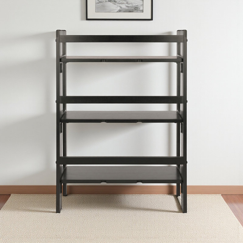 Bibliothèque Akridge avec tablettes à trois niveaux au fini noir, H 38,12 po x l 27,52 po x P 11,21 po, Noir