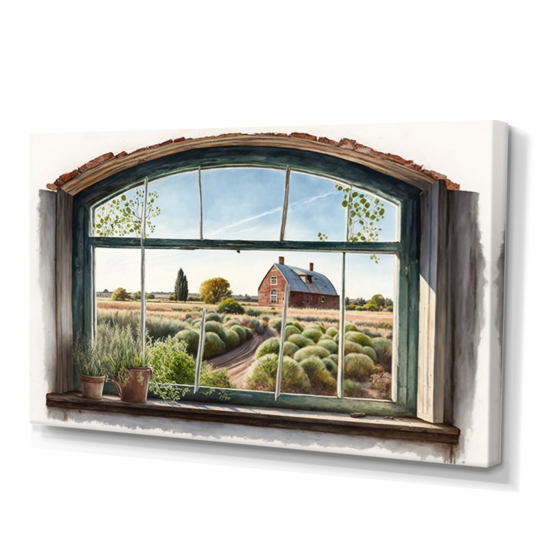 Fenêtre vue de grange - art mural de fenêtres de ferme, H 30 po x l 40 po x P 1,5 po, Toile tendue