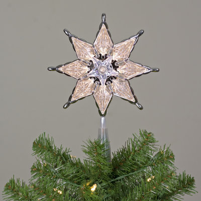 8" Lighted Gray 8 Point Star Christmas Tree Topper - Clear Lights