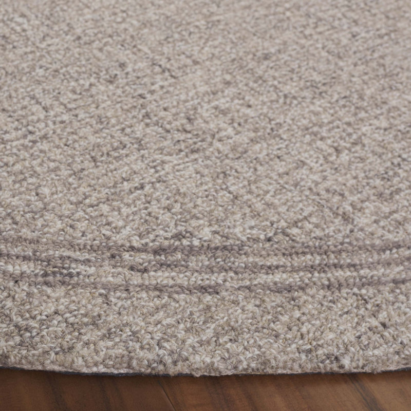 Ebony Hand Tufted Wool Cotton Rug in Gray/Beige, Round 6'