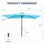 Parasol rectangulaire de 6,5 x 10 pi avec manivelle, inclinaison et auvent en polyester résistant aux rayons UV pour la piscine, la cour et le patio (sans base)-1563106129