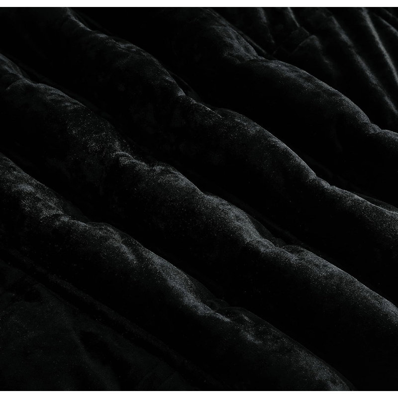 Velvet Quilt, Black, Queen Quilt + 2 Standard Shams