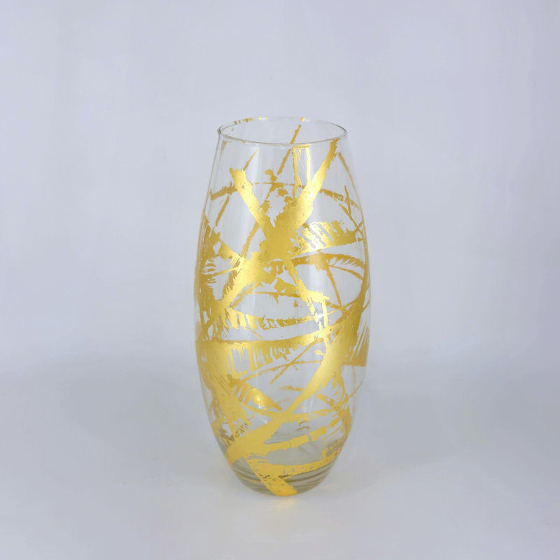 Vase AMaryllis, Transparent / Doré, Hauteur totale - 14,75 po