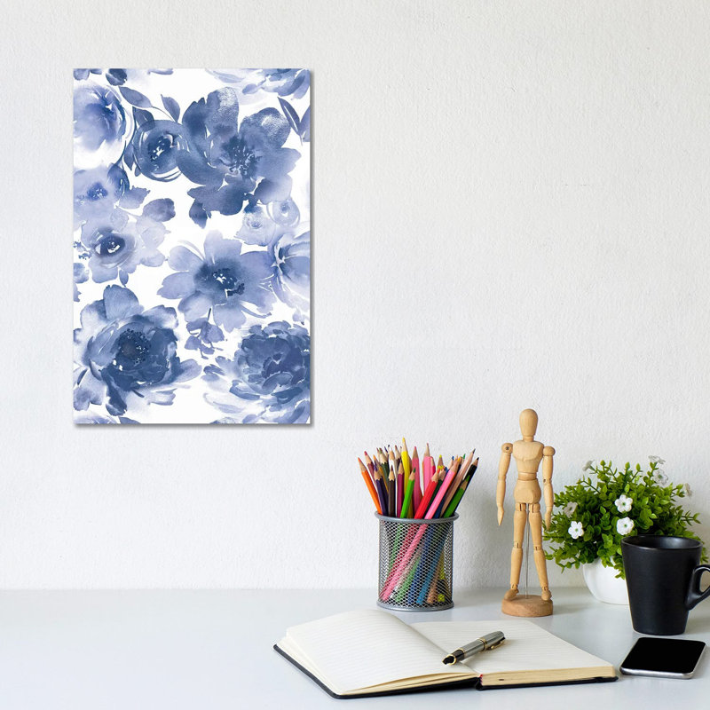 Springtime Indigo I by Kelsey Morris - Wrapped Canvas Painting, 20.32 cm H x 30.48 cm W