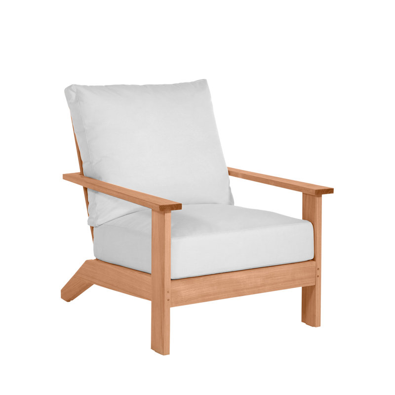 Ashland Patio Lounge Chair with Cushions, No Welt, Linen Forest, Natural Teak