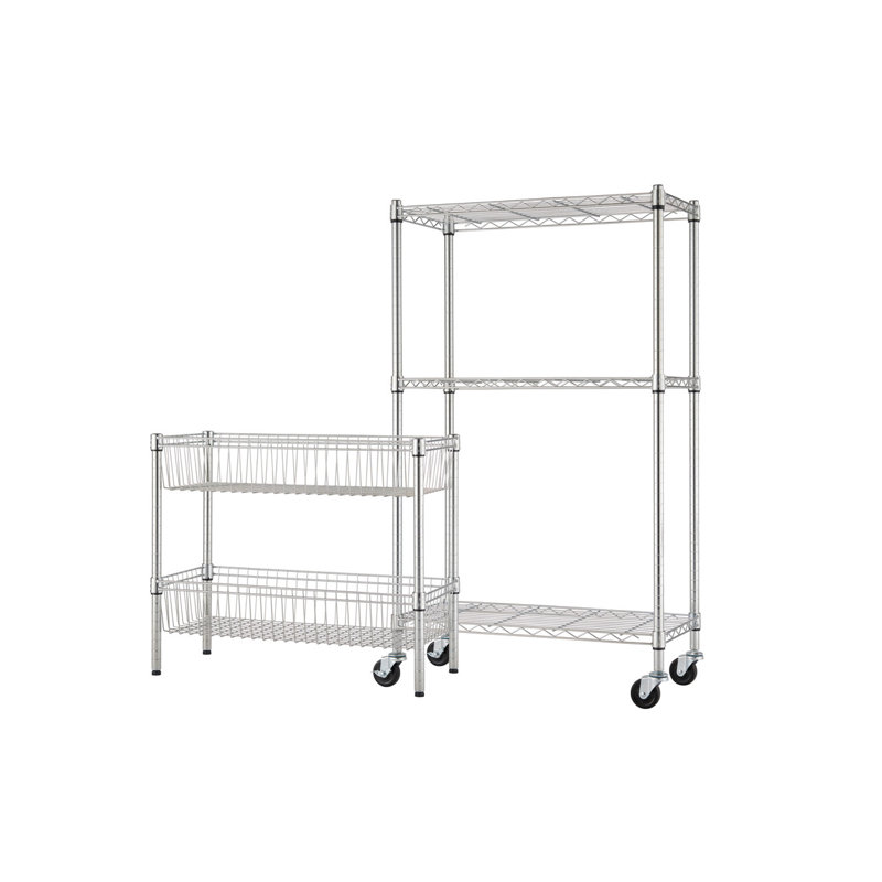 TRINITY EcoStorage 5-Tier NSF Steel Wire Shelving w/ Baskets and Wheels(30 in. W x 14 in. D), Chrome