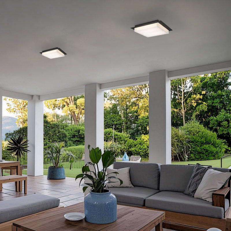     Foursquare Collection LED Flush Mount, Wet Rated for Indoor/Outdoor Use, 3-CCT Selectable, Black, 2.75" H x 14" W x 14" D