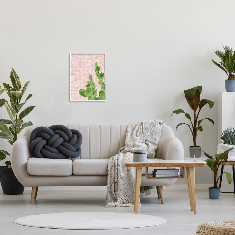 Motif géométrique abstrait cactus, Giclée encadrée blanc bord de mer, H 20 po x l 16 po x P 1,5 po