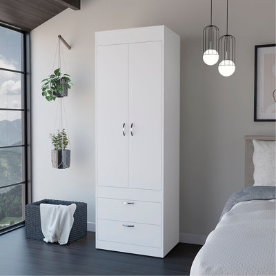 Armoire, deux tiroirs, finition blanche