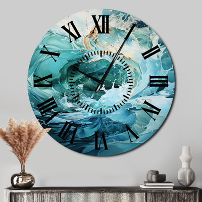 Horloge murale turquoise et blanche