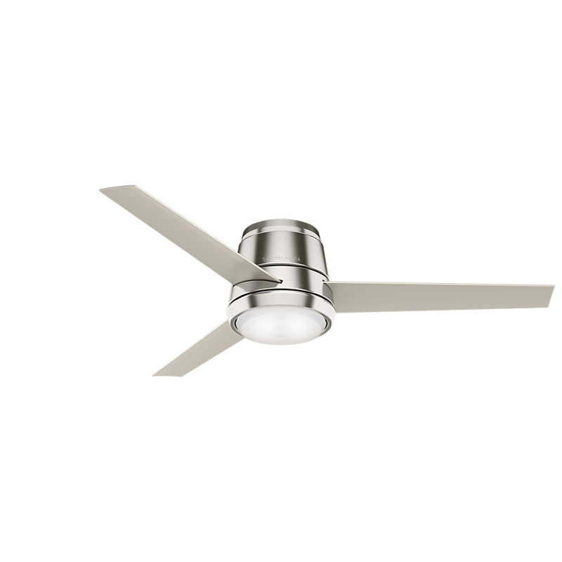 Ventilateur de plafond encastré à DEL 3 pales 54 "avec commande murale et ensemble d'éclairage inclus Commodus, Nickel mat
