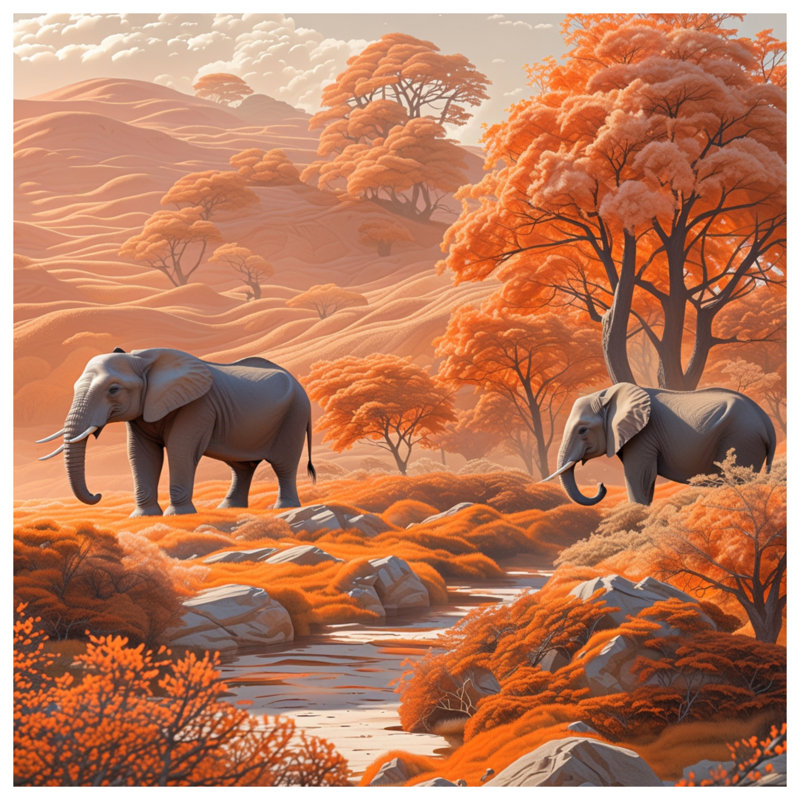 Tapis de bain Elephants In Orange, 24in W x 17in L