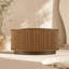 Table basse ronde à tambour cannelé avec deux tiroirs de rangement cachés incurvés, table centrale en bois massif, table basse circulaire moderne de style Mid-Century pour salon et appartement-1214318061
