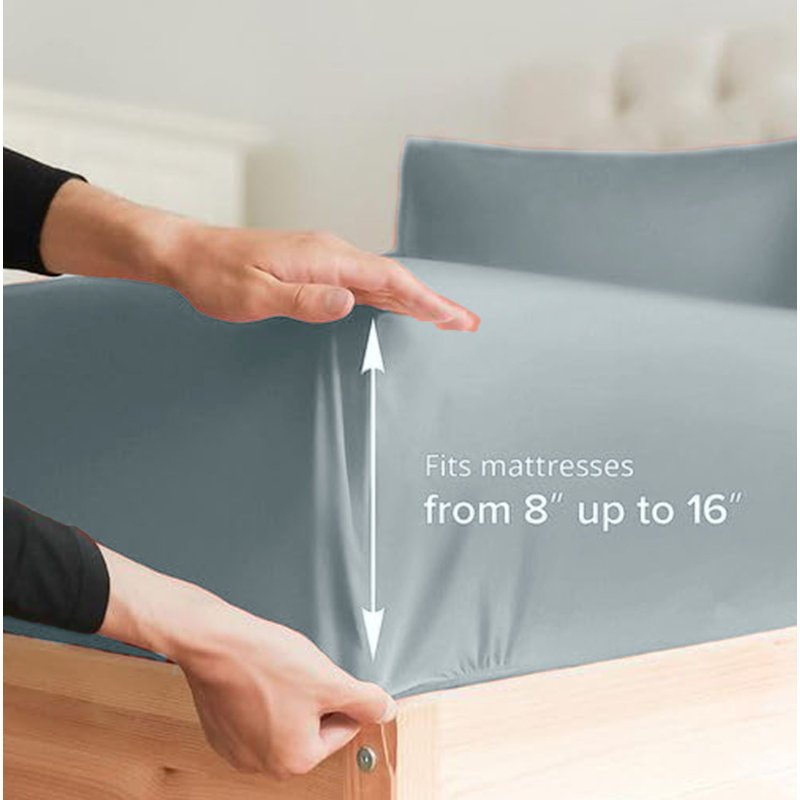  Ensemble de draps en rayonne de bambou 4 pièces Premium Luxury, Ensemble de draps pour taille de lit simple TG ave