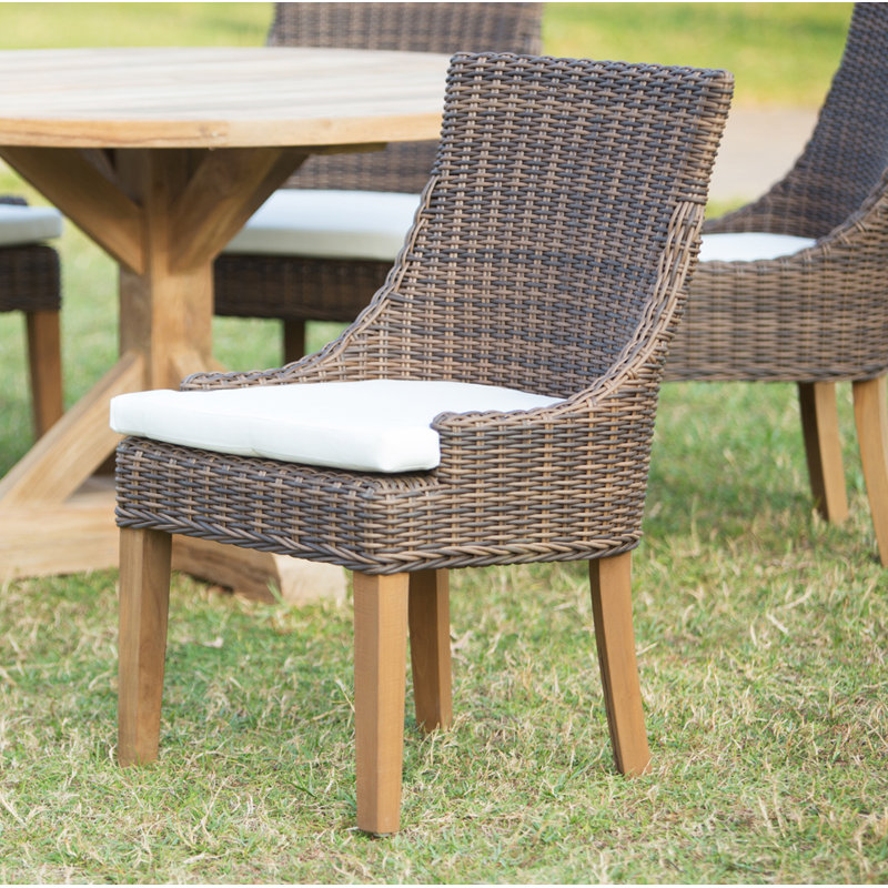 Chaise d'appoint de patio avec coussin Engel, Rotin crocodile