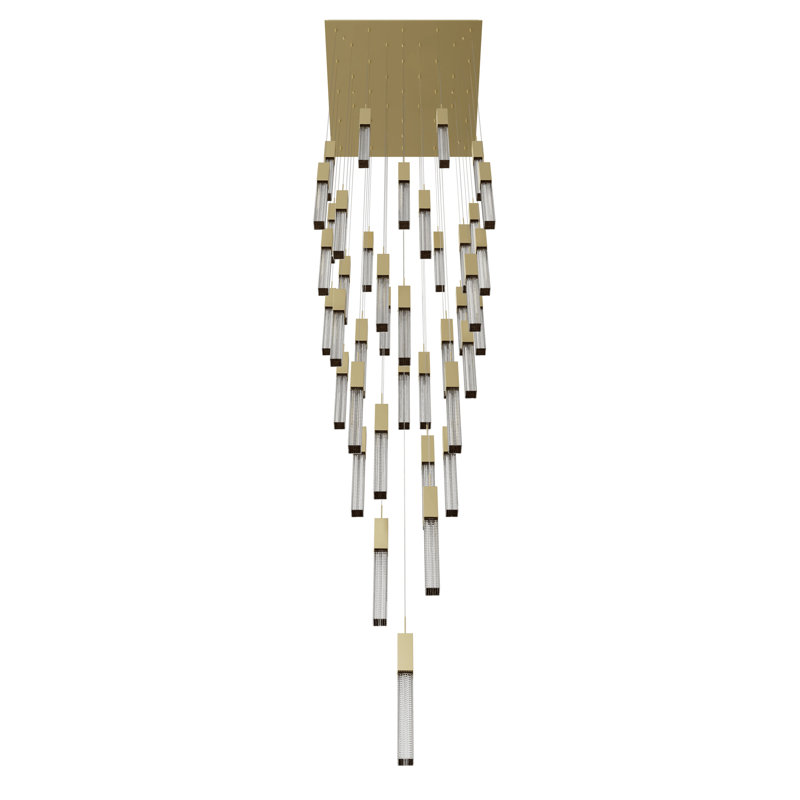 Luminaire suspendu grappe à 41 lumières Boa, Laiton brossé