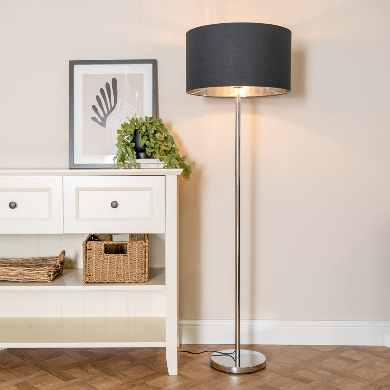 Daryanna 148cm Traditional Floor Lamp, Brushed, Yes, Black
