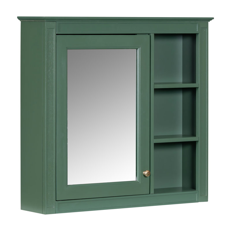 Armoire à pharmacie murale moderne avec miroir et 3 tablettes ouvertes Cosima 30 po x 28 po Cosima, Vert