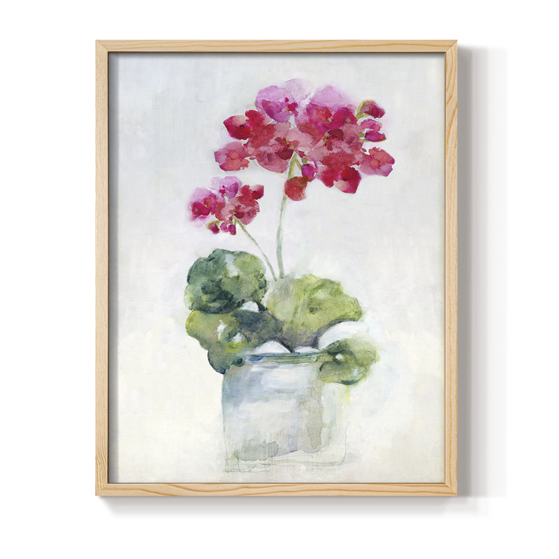 «Soft Geranium II», reproduction encadrée - bois massif