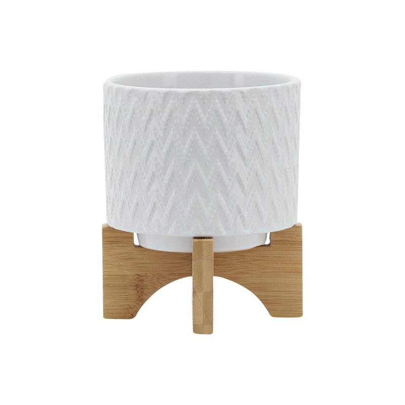 Jardinière 5 "avec support, blanc