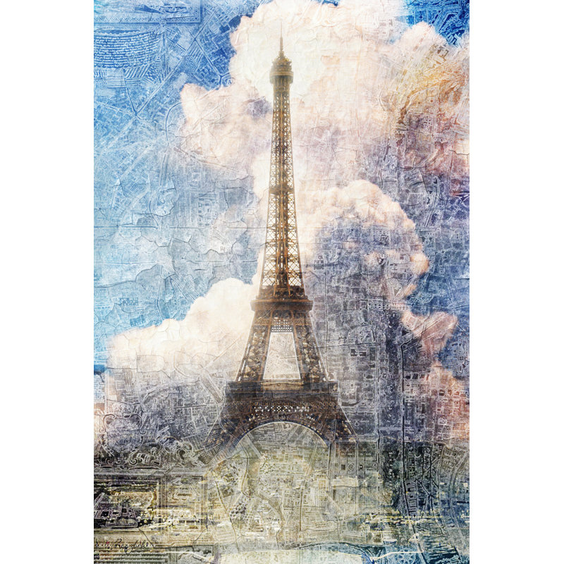 Distressed Eiffel Tower by Roozbeh - Wrapped Canvas Print, 46cm H x 30cm W x 3.8cm D