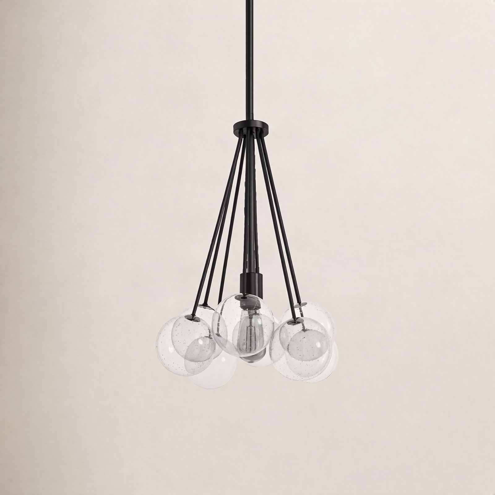 Logan Single Light Glass Dimmable Pendant, Midnight Black