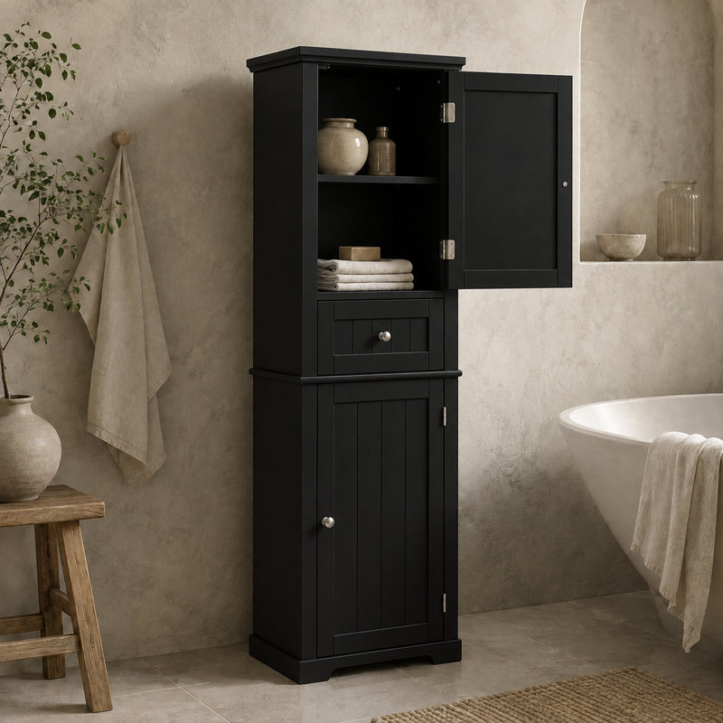 Armoire de rangement sur pied Denai, Noir