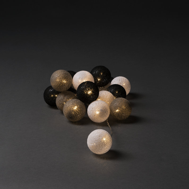 Cotton Balls 6M LED 16 - Bulb Fairy Lights String Light, Grey/Black