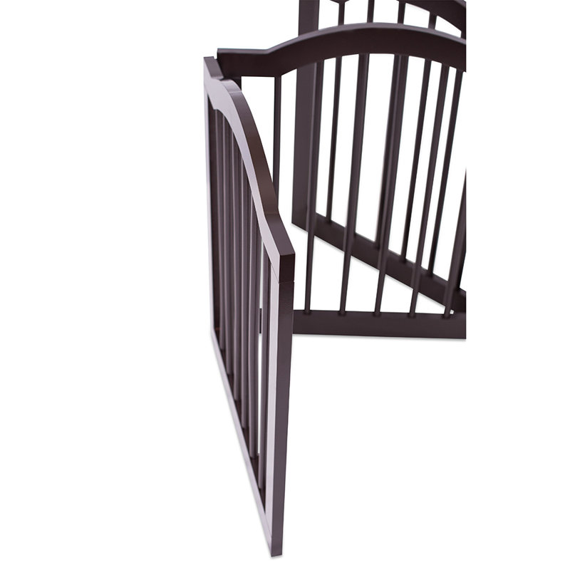 Espresso Arched Top Freestanding Solid Wood Pet Gate