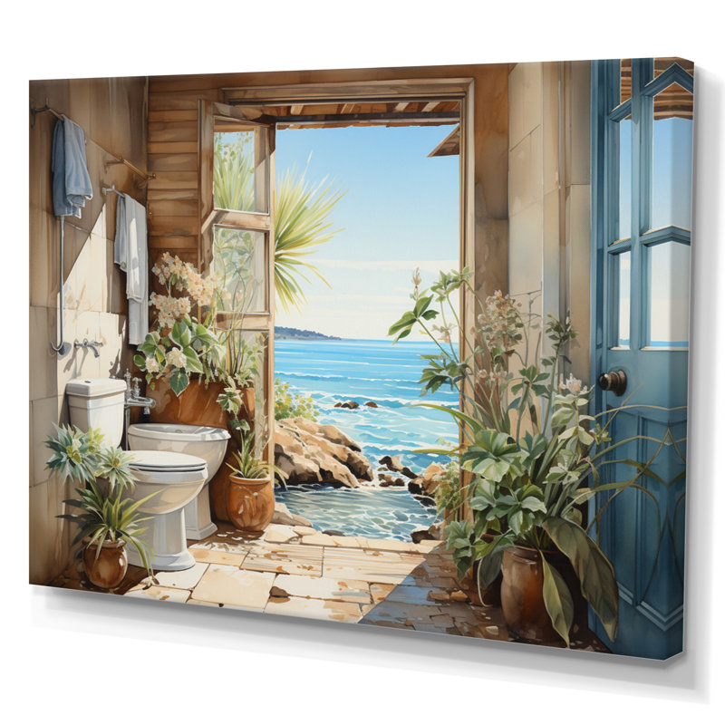 «Bathroom and Coastal Escape I», art mural sur toile Bath & Laundry, H 24 po x l 32 po x P 1 po, Toile tendue
