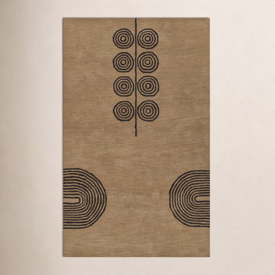 Yasi Beige Hand-Tufted Geometric Wool Rug